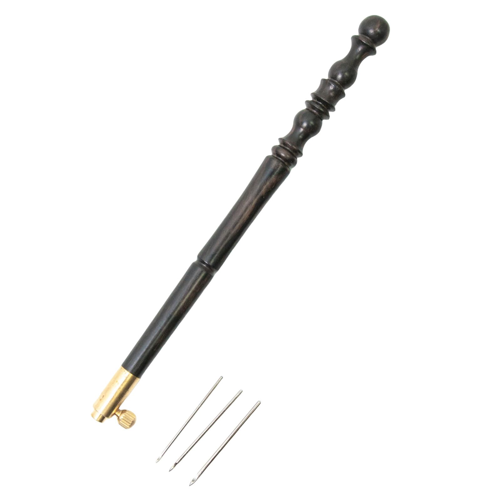 Hsioluted Embroidery Hook Wood Handle with Needle for Embroidering Sequins Beads Ergonomic Wood Handle Embroidery Crochet Hook Beading Needle Set