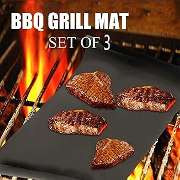 Lexon XLarge Grill Mat Set of 3-100% Non-Stick BBQ Grill Oven Mats. Heavy Duty Reusable Baking Liner Cooking Pad Easy to Clean 15.75 x 24