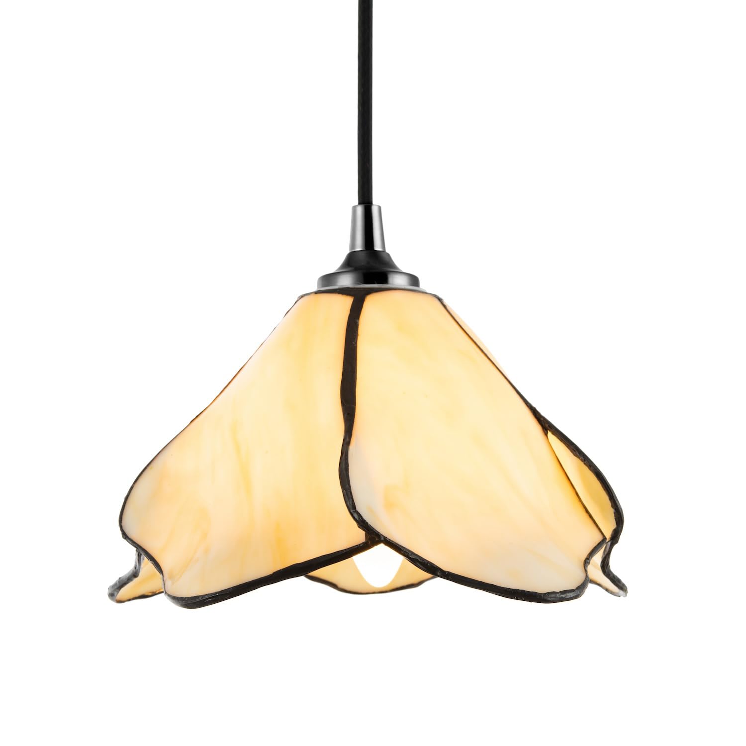 Happy Homewares Amber Cream Glass Floral Petals Pendant Shade