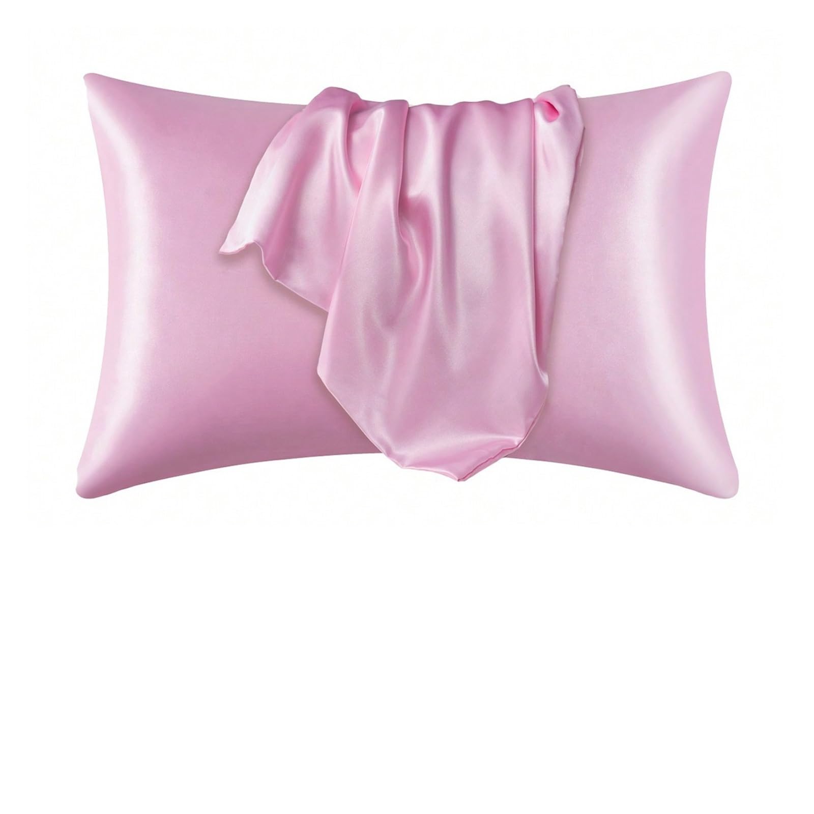 Silk Pillowcase 2 Pcs Pillowcase Silk Satin Pillowcase Pillow Cases Silky Pillow Cover Envelope Closure(Pink,20x30 inch)