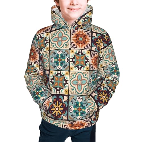 Vintage Floral Bohemian Kids Pullover Hoodies Boys Sweatshirts Girls Athletic Clothes with Pocket2