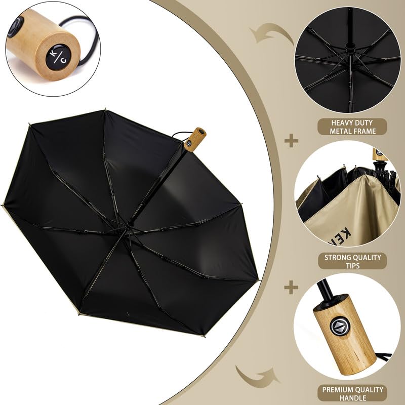 Image of KENNETH COLE New York Folding Umbrella for Men & Women, Auto Open & Close, Lightweight Compact Design, Water Resistant Canopy, Portable Travel for Rain & Sun - KCMUM002