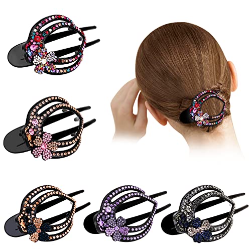 JOYFISCO Pack de 5 Pinzas para el Cabello en Forma de Corazón y Pico de Pato con Flores y Rhinestones Brillantes miniatura 1