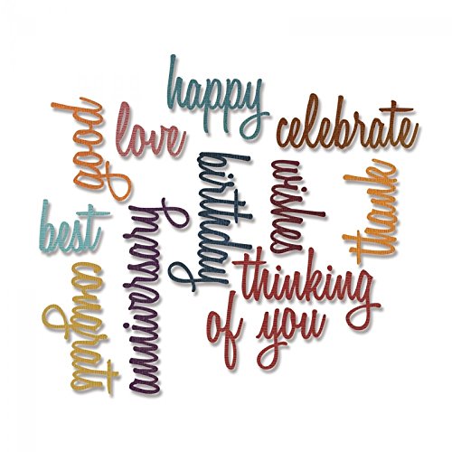 Sizzix SIZ660223 Tholtz Thinlits Die Celebration Words Scrpt Tholtz Thinlits Die