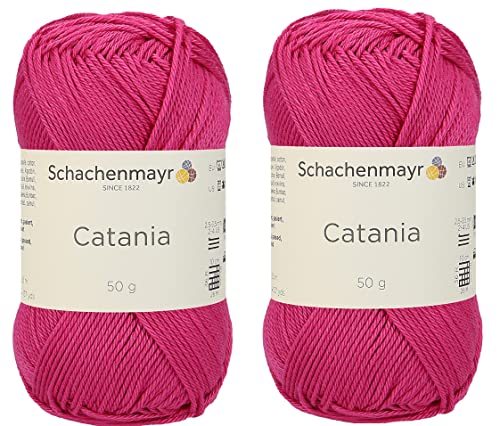Image of [ Set of 2 Skeins ] Schachenmayr Catania Yarn Originals 100% Mercerized Cotton Yarn, Total 3.52 Oz. Each 1.76 Oz (50g) / 136 Yrds (125 m) Amigurumi Yarn Fine-Sport 2 (114 CYCLAM)
