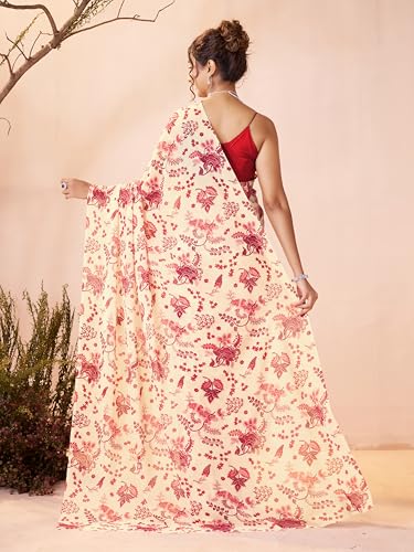 Image of Garden Vareli Women Georgette All Over Floral Printed Saree