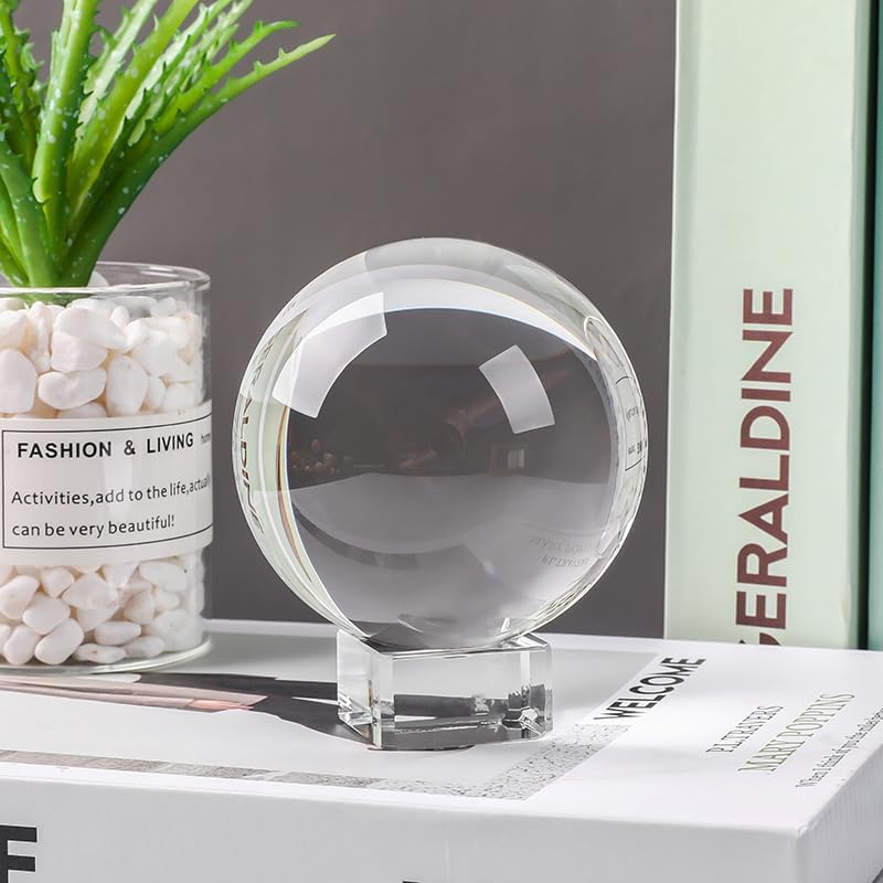 Modaier クリアクリスタルボール 80mm/3.1インチ 占い師のアクセサリー、ハロウィンの装飾、魔法、風水、魔術、スクライイ