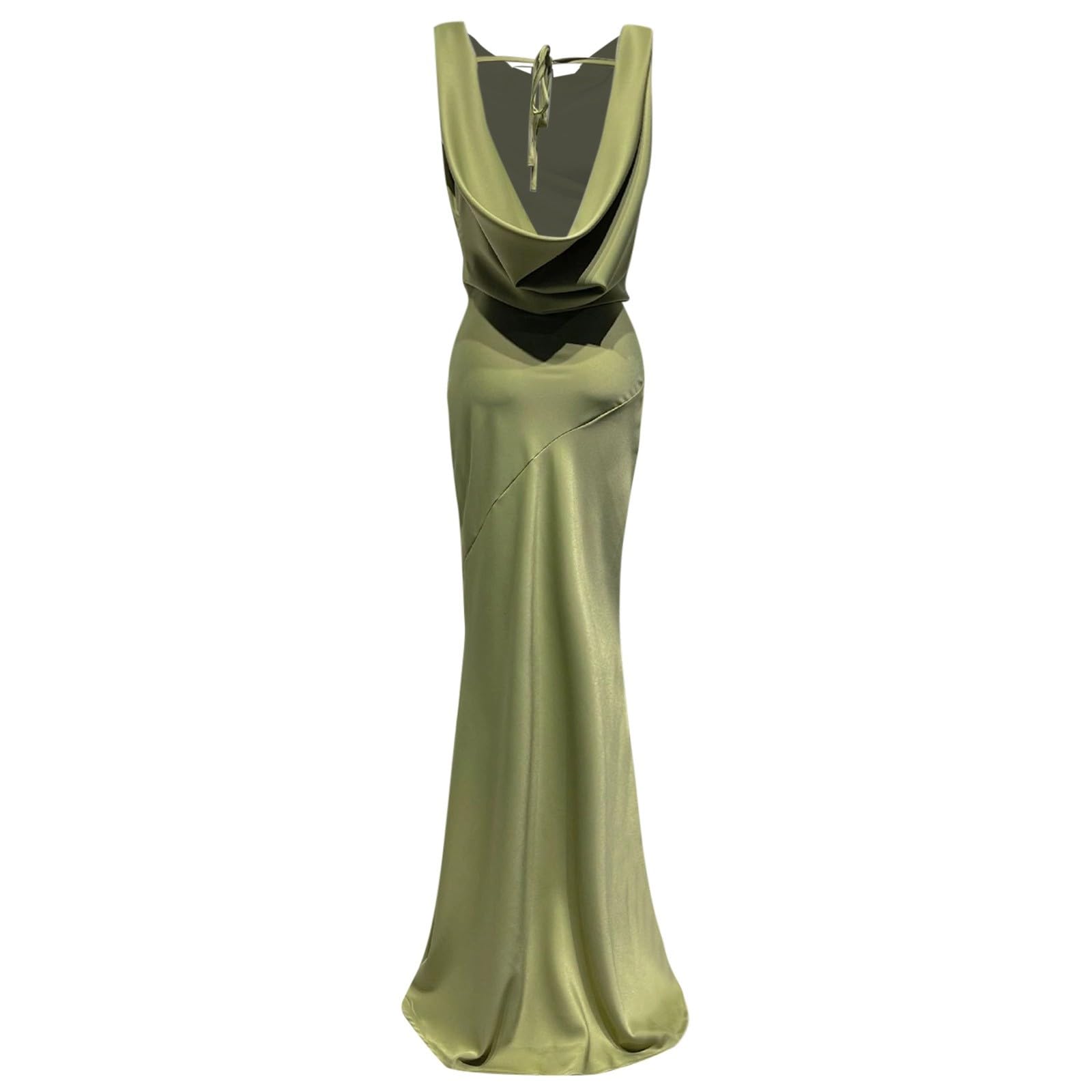 Elegante Abito Aderente in Raso con Schiena Scoperta, Perfetto per Serate Formali e Feste.