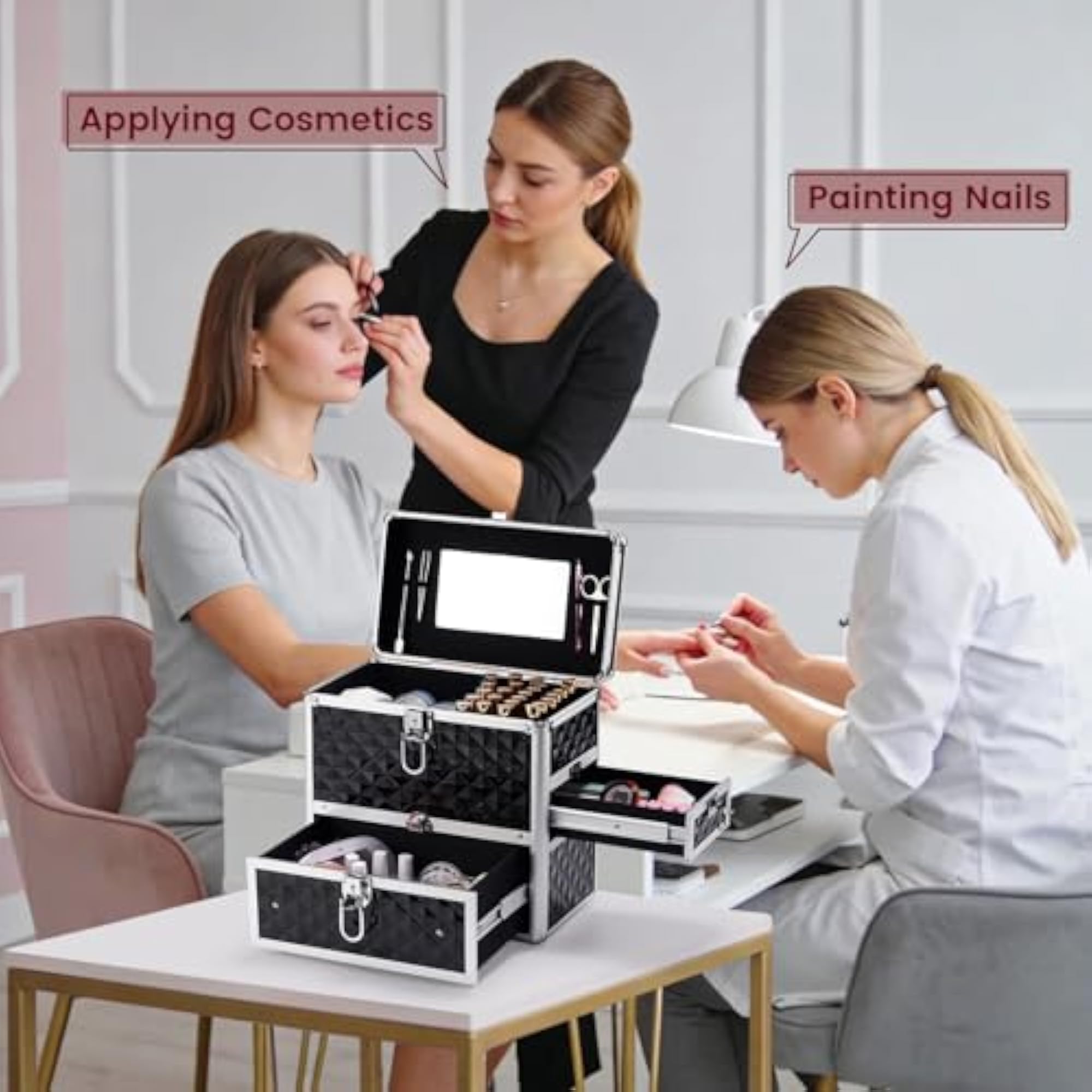 Nail Polish Makeup Train Case with Drawer