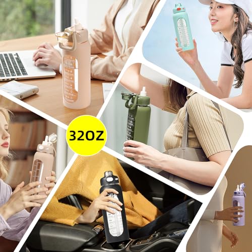 Sierozur 32 Glass Water Bottle With Straw And Handle Motivational Water Bottles With Silicone Sleeve And Time Marker Leakproof Borosilicate Water Bottle For Gym Home Office thumb #5