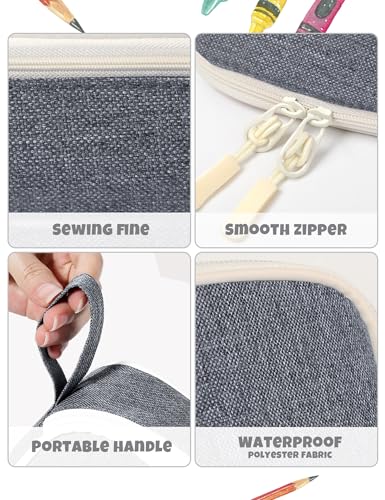 Image of SUNEE Cute Pencil Case, Aesthetic Pen Pouch, Colored Large Pencil Bag with Zipper, Kawaii Stationery Storage and Organizer, School Supplies for Teen and Adult Girls, Gray