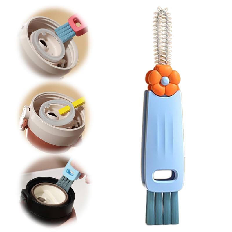 Image of 3 in 1 Cup Lid Cleaning Brush, 2024 New Portable Crevice Cleaning Brush Set Bottle Gap Tight Spaces Cup, Rotatable Cleaning Brush Multifunctional Cup Lid Mouth Scrubber (E# 1pcs)