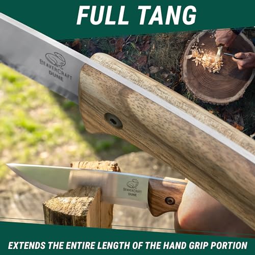 BeaverCraft-Bushcraft-Knife-Fixed-Blade-Knife-with-Leather-Sheath-Camping-Knife-Full-Tang-Knife-Carbon-Steel-Bushcraft-Knives-Bush-Knife-BSH1-Dune