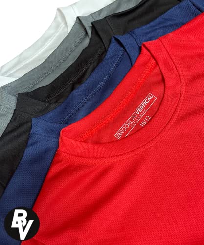 BROOKLYN VERTICAL Boy’s 5-Pack Quick Dry Moisture Wicking Active Athletic Performance Crewneck T-Shirt4