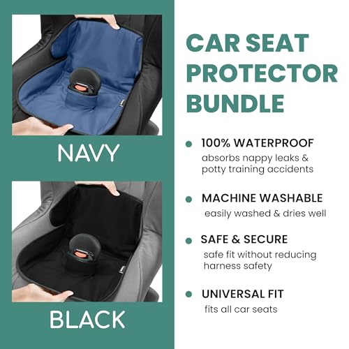 Image of Lynmark 2X Potty Training Car Seat Protector - Pee Protector, Navy+Black