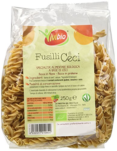 Vivibio, Fusilli di ceci bio, senza glutine, 250g