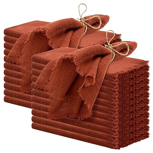 24 Pcs Terracotta Handmade Cloth Napkins with...