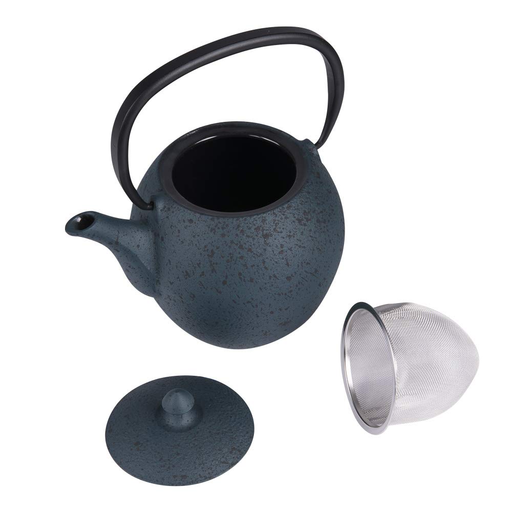 Table Passion – Tetera de hierro fundido 1 l con filtro inoxidable silicia azul