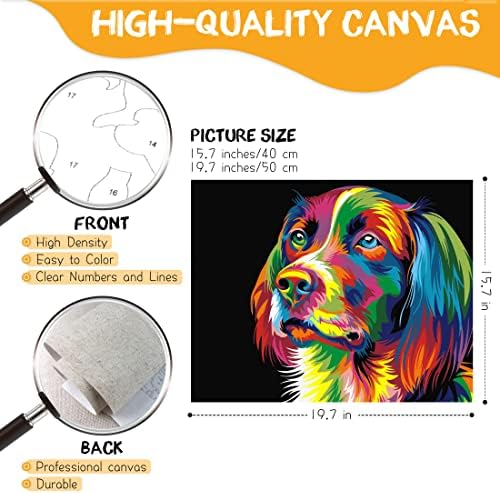 BOSHUN Paint by Numbers Kits with Brushes and Acrylic Pigment DIY Canvas Painting for Adults Beginner- Colorful Dog 16 x 20 inch(Without Frame)