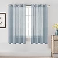 Vista 11 de H.VERESAILTEX - Cortinas de lino natural mezclado con 2 paneles semi transparentes de lino texturizado para sala de estar/dormitorio filtrado