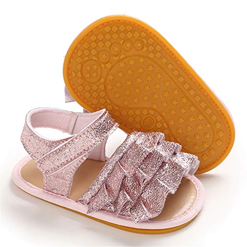 Meckior Baby Toddler Infant Girls PU Leather Soft Closed Toe Summer Sandals Flower Princess Flat Shoes