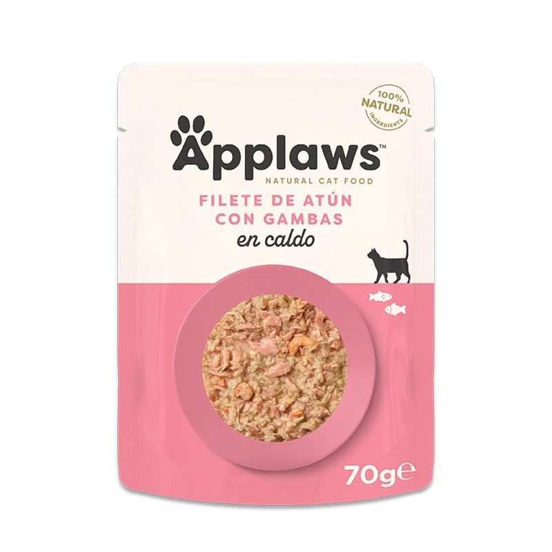 Applaws Comida Húmeda para Gatos 12 Sobres X 70 Gr Varios Sabores (Atún Y Gambas del Pacífico)