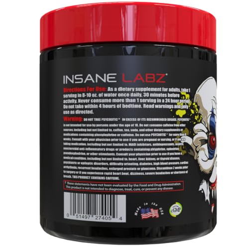 Image of Insane Labz Psychotic, High Stimulant Pre Workout Powder, Extreme Lasting Energy, Focus and Endurance with Beta Alanine, Creatine Monohydrate DMAE, 35 Srvgs (Blue Lemonade)