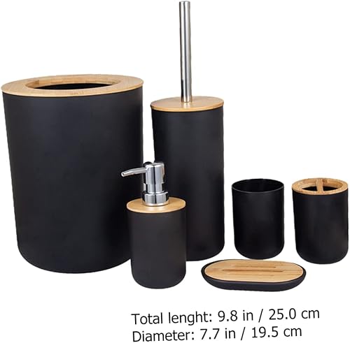 Miniatura 5 de Alipis Juego de accesorios de baño amarillo Kit de accesorios completo Bote de basura Soporte para cepillo de dientes Loción Botella Jabonera Taza