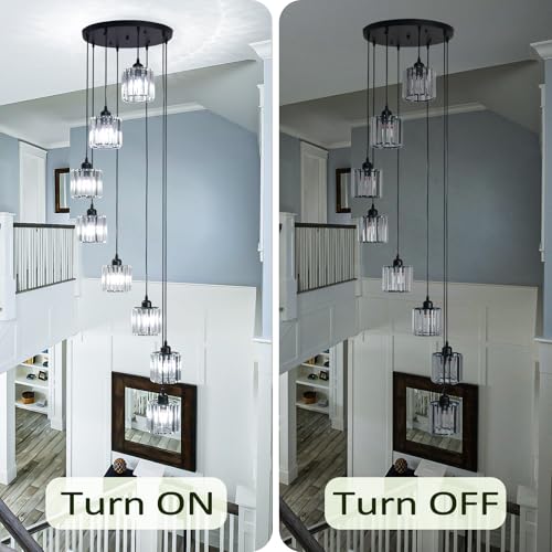 Cainjiazh Long Chandeliers for High Ceilings,Modern Crystal Pendant Light,Long Raindrop Drop Lamp,Hanging Flush Mount Chandelier Ceiling Light for Staircase Foyer Living Room Entryway 8 Lights - Cosy Home Interiors Cainjiazh Long Chandeliers for High Ceilings,Modern Crystal Pendant Light,Long Raindrop Drop Lamp,Hanging Flush Mount Chandelier Ceiling Light for Staircase Foyer Living Room Entryway 8 Lights - Image 7