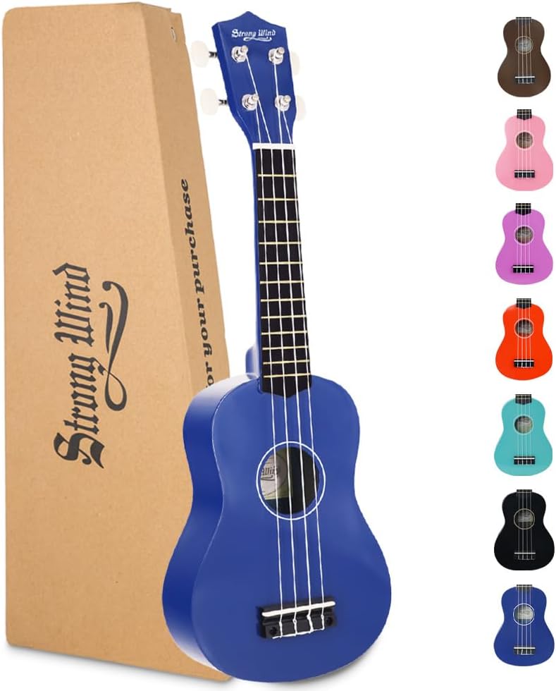 Strong Wind Soprano Ukulele - Stringed Musical Instrument Ukulele for Beginners Adults, 21 Inch Basswood Ukelele (Dark blue)