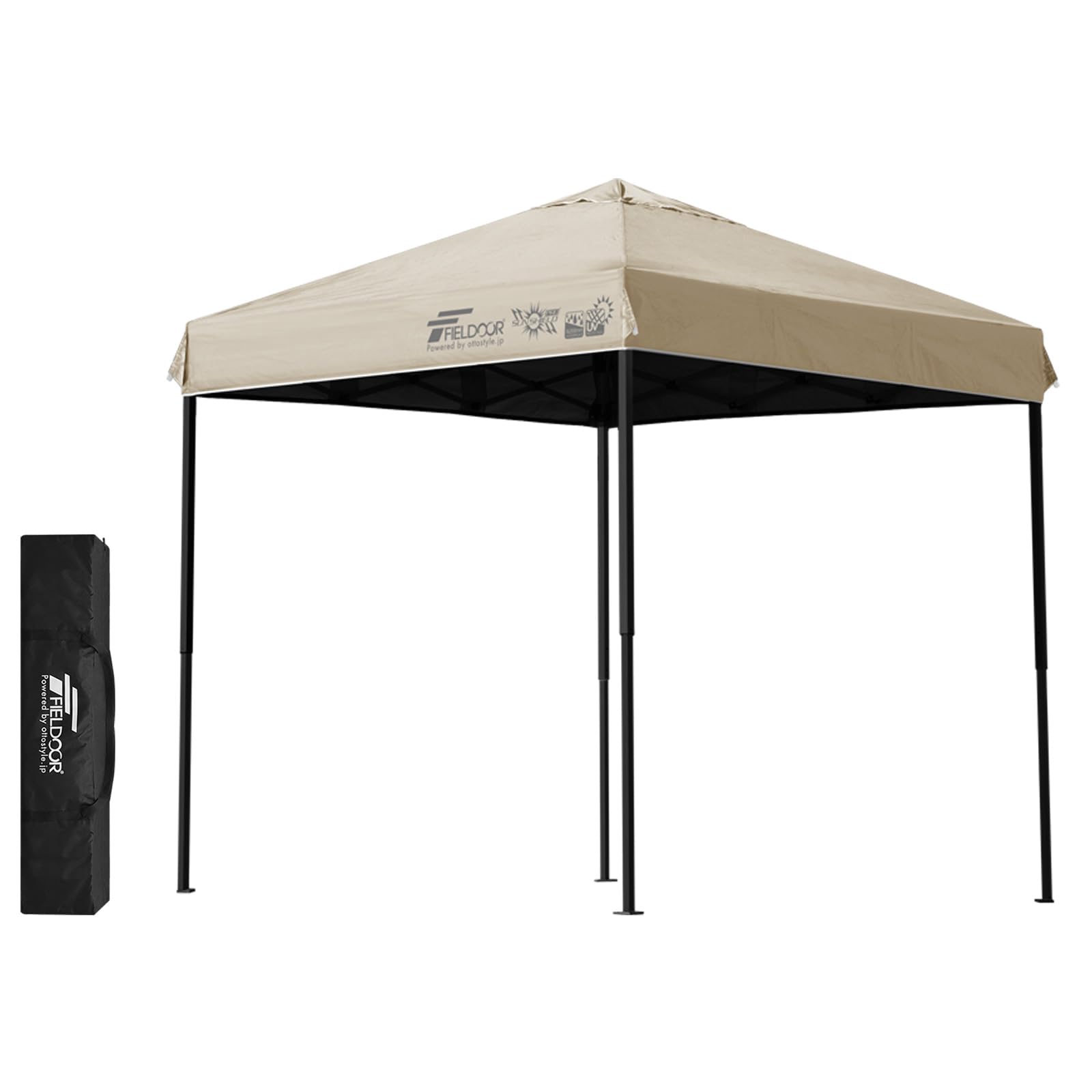 Amazon.co.jp: FIELDOOR 【完全遮光】 ワンタッチタープテント G03 スチールフレーム 遮熱 風抜けベンチレーション 高耐水加工  シルバーUVカットコーティング 紫外線カット [遮光タイプ] [2.0ｍ] [ライトベージュ] : スポーツ＆アウトドア HomeGround ワンタッチ  タープ ...
