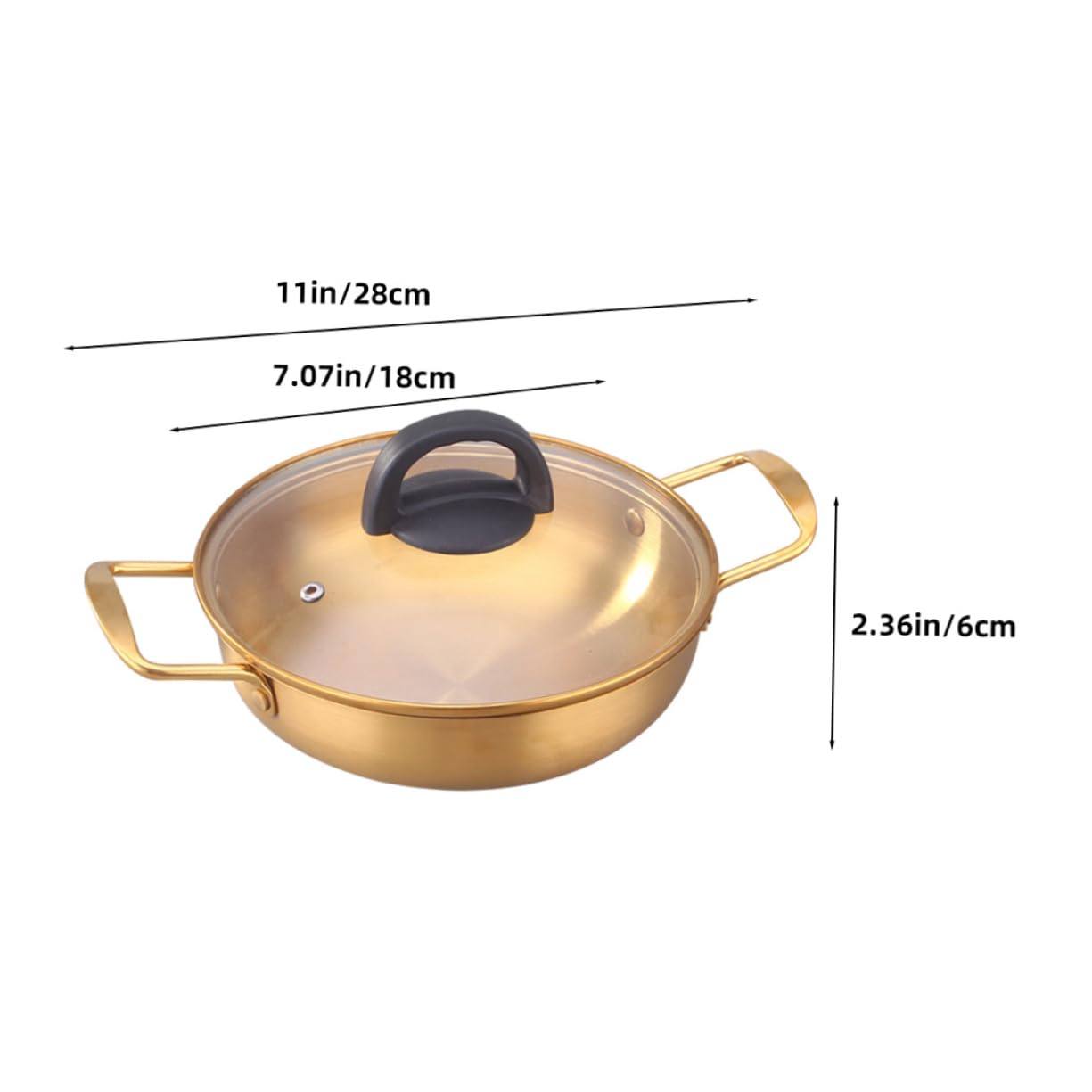 Yardwe Stainless Steel Soup Pot with Lid Korean Style Ramen Noodle Pot Double Handles for Safe Cooking Versatile for Noodles Soups Stews for Induction Cookers