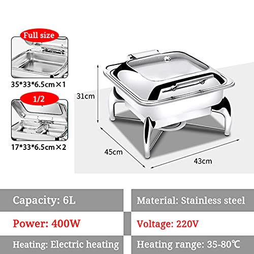 LYUQIU Buffetwärmer, Speisenwärmer Edelstahl Elektrisch 220V/400W, Speisenwärmer Warmhaltebehälter für Partys Buffets… – Bild 3