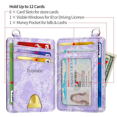 Image of Slim Minimalist Front Pocket Wallet, RFID Blocking Credit Card Holder Wallet with Detachable D-Shackle for Men Women, Denim-Purple, Minimalist