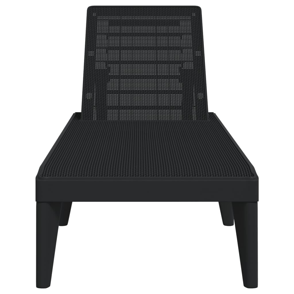 Leżak antracytowy, 186 x 60 x 29 cm, wytrzymały leżak z polipropylenu (PP), z regulowanym oparciem, na taras, balkon, basen, odporny na działanie promieni UV