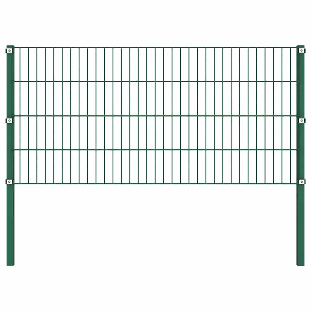 Zaunelement mit Pfosten Eisen grün 176,5 x 80 cm wetterfestes Gartenzaun-Doppelstabmatte mit Maschendraht Sichtschutz für Terrasse, Balkon, Vorgarten und Grundstück