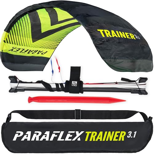 Wolkenstürmer Paraflex Trainer Lenkmatte 3.1 (schwarz-gelb) - flugfertiger 3-Leiner Kite mit...