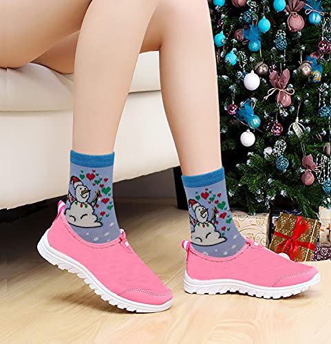 Ayla 12 Pairs Pack Kids Girls Colorful Creative Fun Novelty Design Crew Socks (6-8, Christmas)4