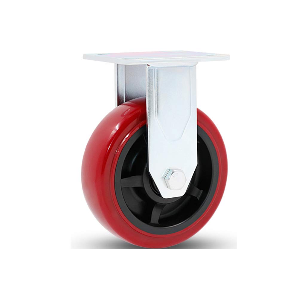 YUZGUHEY Heavy Duty Swivel Caster Wheels 1pcs Polyurethane Furniture Castor with 6202 Bearing for Large Trolley Flatbed(Fixed,6in)