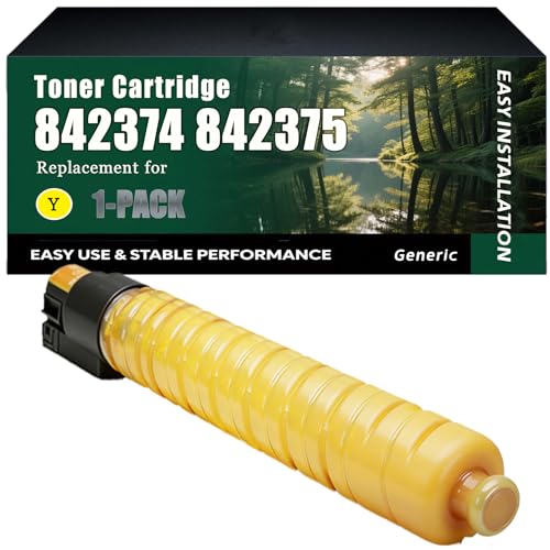842374 842375 842376 842377 Toner Cartridge Work for Ricoh IM C400F C400 C400SRF C401F Printers, High-Capacity 17000 Pages, Clear lines (1 Pack Yellow)