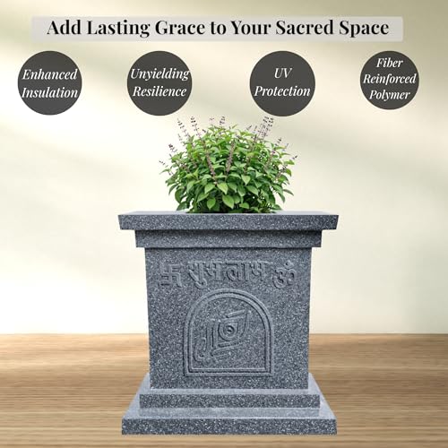 Image of Niyara Tulsi Fibre Pot for Indoor, Outdoor, Home Office, Pooja Plants Gamla (Grey, 12inch)