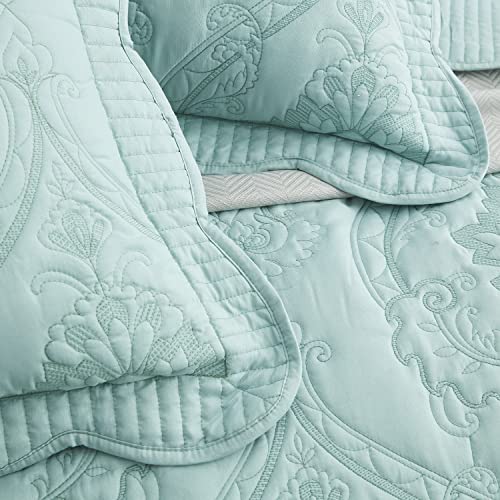 Image of CHIXIN Microfiber King Pillow Shams Set of 2 - Quilted Decorative Pillow Covers - Seaglass - Size (20 inch x 36 inch)