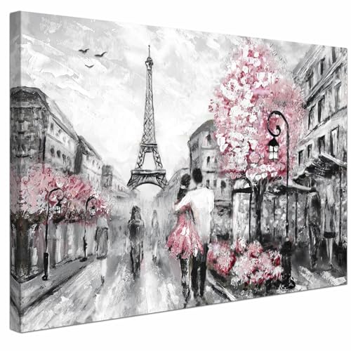 AREDE Cuadro decorativo en lienzo — Ilustración de París, arte moderno para pared de salón, dormitorio u oficina | 60 x 40 cm | Listo para colgar