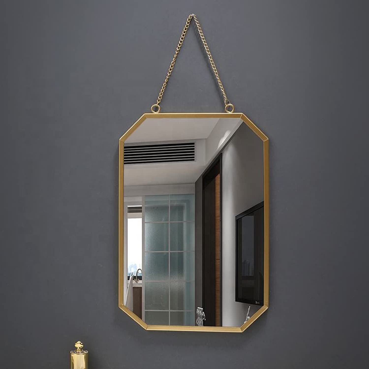 Square wrought iron frame wall mirror for bathroom, entryway, bedroom and living room. Metal Hanging Ring Mirror For Dressing Table, Wall Mounted Mirror