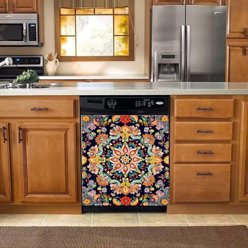 Image of BVBOX Dishwasher Magnet Cover 23 inchx26 inch, Reusable Magnetic Refrigerator Covers, Decorative Magnets Cover Fridge Door Skin Panel Stickers for Home Kitchen Appliance