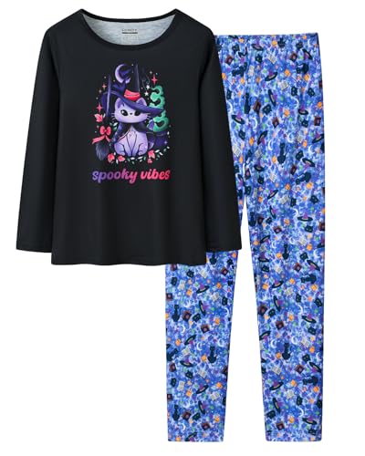 Image of Tie Dye Mermaid Sloth Christmas Halloween Pajamas for Girls Long Sleeve and Pants Nighty PJS 2-piece Set Size 6-16