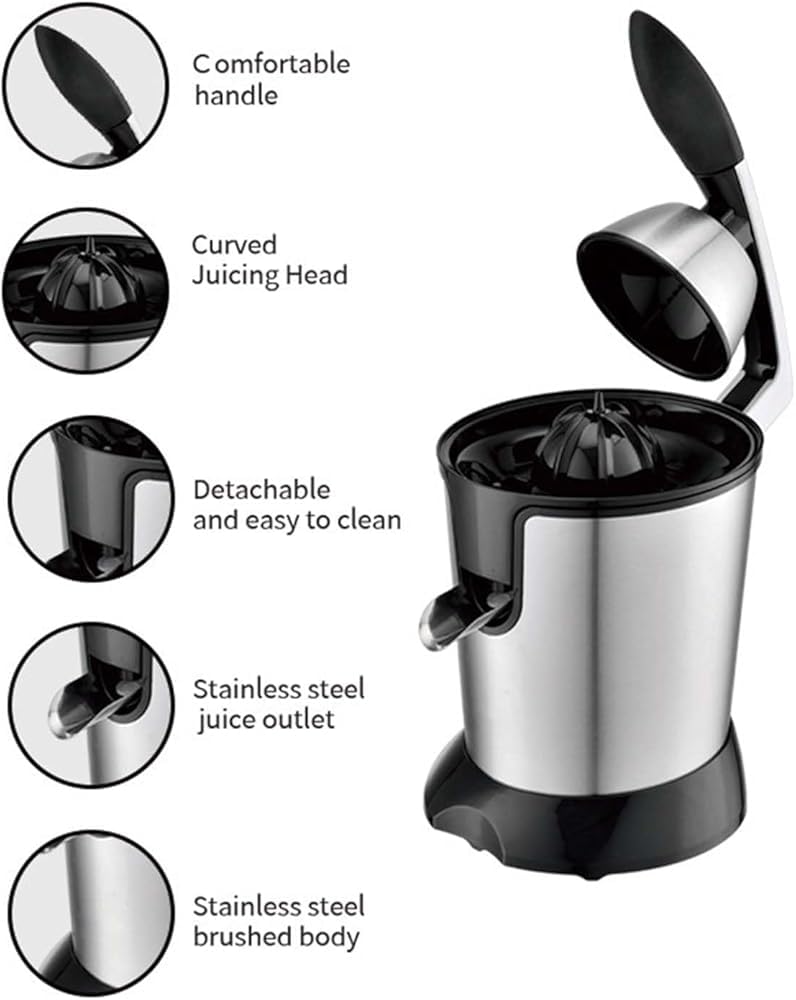 Exprimidor de cítricos, exprimidor eléctrico automático de acero inoxidable con un botón para jugo de limón fresco, lima, naranja y pomelo