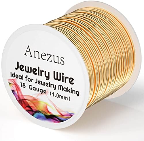 Anezus 18 Gauge Jewelry Wire for Jewelry Making, Tarnish Resistant Copper Beading Wire for Crafting (KC Gold)
