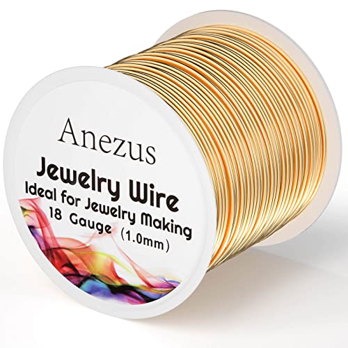 Anezus 18 Gauge Jewelry Wire for Jewelry Making, Tarnish Resistant Copper Beading Wire for Crafting (KC Gold)