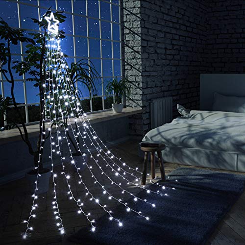 Toodour JT-EL/FC300V0200-C Christmas Decorations Outdoor Star Lights, 317 Led 10Ft X 9 Waterfall Tree Lights With 12 Inch Topper Star, 8 Lighting Modes Outside Christmas Lights For Yard Garden Holiday Decor thumb #3